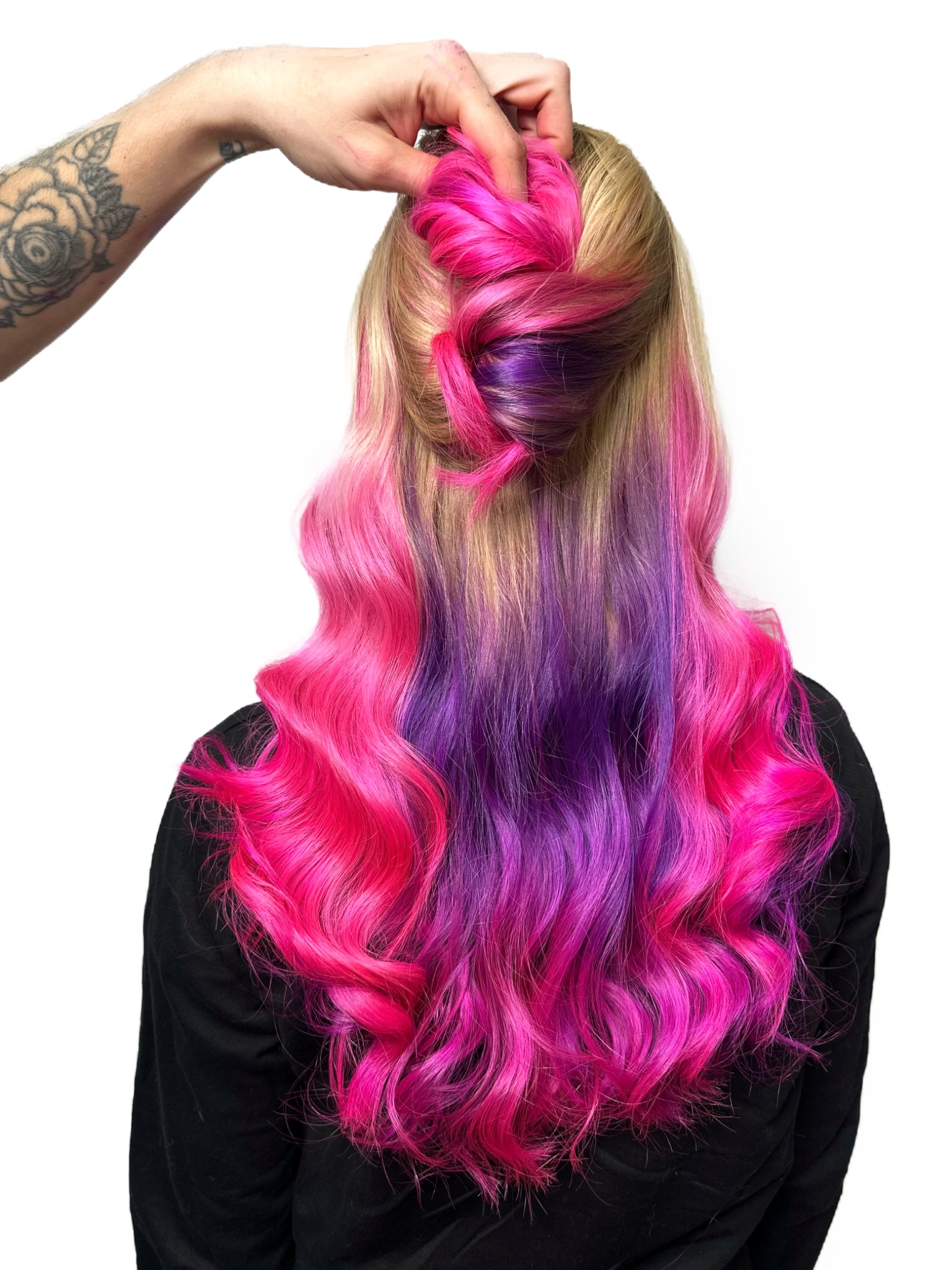 Color fantasía rosa y violeta realizado en Medussa Hair, Madrid